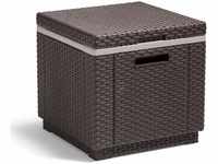 Allibert 212160 Kühlbox Hocker Ice Cube, Rattanoptik, Kunststoff, braun