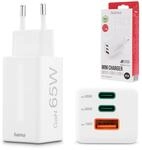 Hama Schnellladeger&auml;t, 2x USB-C, 1x USB-A, Mini-Ladeger&auml;t, PD, 65 W, Wei&szlig;