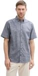 TOM TAILOR Regular Fit Kurzarmhemd mit Leinenanteil, Pastel Turquoise Chambray, S