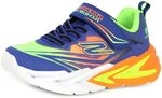 Skechers Jungen Flex-Glow Ultra Sneaker, Blue Synthetic Lime Orange Textile Oran, 24