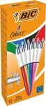 BIC 4 Farben Kugelschreiber Set 4 Colours Shine, in verschiedenen Farben, 12er Pack,