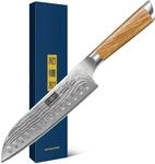 HOSHANHO Santoku Messer Damastmesser, 18cm Scharfe Kochmesser, 67 Schichten