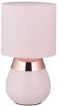 Relaxdays Nachttischlampe mit Touch, Tischlampe Wohn- & Schlafzimmer, Stoffschirm,