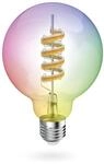 Hama smart Gl&uuml;hbirne E27 RGB und wei&szlig;, Filament-Lampe G95 Globeform, dimmbare...