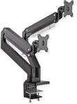 ROLINE LCD-Doppelarm, Tischmontage, Gasfeder, je 5 Gelenke, max. 15 kg, Schwarz