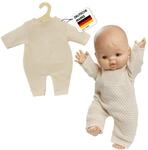 Heless 2480 - Puppenkleidung aus 100% Bio-Baumwolle, Strickstrampler in Ecru f&uuml;r