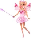 Barbie Fantasy Feenpuppe mit Farbwechsel Fl&uuml;geln und Outfit, Spielzeugzauberstab mit