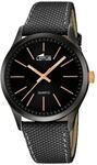 Lotus Herren Analog Uhr Schwarzes Leder - Quarz - Mineralglas - 5 ATM Wasserdicht