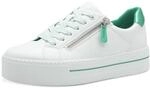 Jana Damen Plateau Sneaker mit Rei&szlig;verschluss Vegan, Wei&szlig; (White/Green), 38 EU