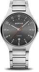 BERING Herren Quarz Uhr | Armbanduhr 39 mm silbernes Titangeh&auml;use und graues