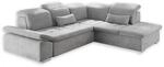 Stella Trading WAYNE Ecksofa mit Schlaffunktion, Stoffbezug Silber - Ausziehbare