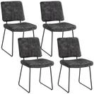 byLIVING Esszimmerstuhl Liam / 4er Set/Vintage Samt anthrazit/Steppung u. Keder