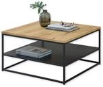 Tilda Couchtisch Massivholz Eiche - Moderner Sofatisch mit Ablageboden und