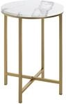 HAKU Beistelltisch rund Gold marmoroptik MDF Metall runder Couchtisch - Ma&szlig;e:...
