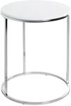 HAKU Beistelltisch rund Chrom wei&szlig; MDF Metall runder Couchtisch - Ma&szlig;e: H 50...