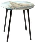 HAKU Beistelltisch rund Motiv schwarz Metall Couchtisch mit Sicherheitsglas 5...