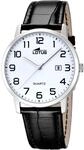 Lotus Herrenuhr Analog aus Edelstahl und Leder Schwarz | Quarzwerk, Kalender,