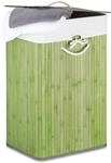 Relaxdays W&auml;schekorb Bambus, mit Deckel, rechteckig, XL, 83 L, faltbarer