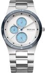 BERING Herren Quarz Uhr | Armbanduhr 39 mm silbernes Edelstahlgeh&auml;use und wei&szlig;es