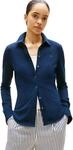 Tommy Hilfiger Damen Hemd 1985 Slim mit Spitzkragen, Blau (Dark Night Navy), S
