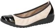 CAPRICE Damen Ballerinas aus Leder Runde Spitze, Beige (Beige Comb), 36 EU