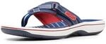 Clarks Damen Breeze Sea Flipflop, Navy/Red Synthetic, 41.5 EU