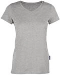 HRM Damen Luxury V-Neck Tee, grau-meliert, Gr. L I Premium T-Shirt Damen...