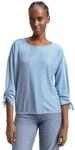 TOM TAILOR Denim Damen Loose Fit Longsleeve mit Streifen & Raffarm 31347 - Small Mid