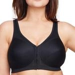 Glamorise Damen R&uuml;ckenst&uuml;tzender MagicLift-Vorderverschluss-BH, Schwarz,80D