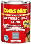 Consolan Wetterschutzfarbe, Deckender Holzschutz f&uuml;r Au&szlig;en, Horizontblau, 750 ml