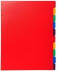 Exacompta 86003E 10er Pack Kunststoff-Register &uuml;berbreit. Rot, F&uuml;r DIN A4 24...