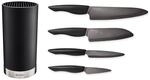 Kyocera Soft-Touch Messerblock Schwarz | 4 SHIN Keramik Messer | Santoku,