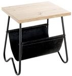 HAKU Beistelltisch Eiche hell schwarz MDF Metall Textilgewebe Couchtisch klein -