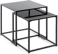 HAKU Beistelltisch 2er Set schwarz Metall Couchtisch Sicherheitsglas 5 mm -...