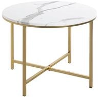 HAKU Beistelltisch rund Gold marmoroptik MDF Platte Metallgestell runder...