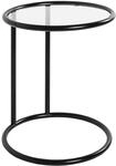 HAKU runder Beistelltisch mit Glasplatte schwarz Metall Couchtisch mit