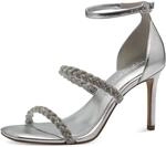 Tamaris Damen Sandalen mit Absatz Vegan Stilettoabsatz Sommer; SILVER/metallic; 41