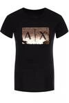 Armani Exchange Damen Basic T-Shirt with Logo On Bust T-Shirt, Schwarz, XS