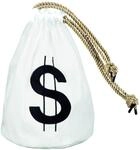Boland 54341 - Wei&szlig;er Geldsack, mit Dollar-Zeichen und goldfarbenen Kordeln,...