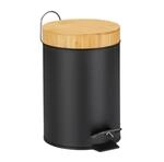 Relaxdays M&uuml;lleimer Bad, 3 l, Kosmetikeimer Absenkautomatik, Bambusdeckel,