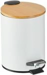 Relaxdays M&uuml;lleimer Bad, 3 l, Kosmetikeimer Absenkautomatik, Bambusdeckel,