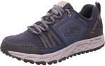 Skechers Herren Escape Plan Trekking Low Cut, Navy Leather/Mesh/Orange Trim, 41.5 EU
