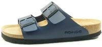 Rohde Damen Frauen Sandale Pantolette Zweiriemer Hausschuhe 5631 Blau,