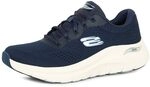 Skechers Damen Arch Fit 2.0 Big League Sneaker, Marineblaues Netzgewebe, wei&szlig;er