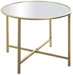 HAKU runder Beistelltisch Gold Metall Spiegel 5 mm Sofatisch rund Couchtisch -...