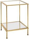 HAKU Beistelltisch Gold Metall Couchtisch Sicherheitsglas 5 mm Spiegel 4 mm -...