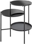 HAKU Beistelltisch schwarz Metall Couchtisch Sicherheitsglas 5 mm - Ma&szlig;e: B 56...