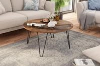 byLIVING Couchtisch Flair/runder Sofatisch Melamin Old Wood braun/F&uuml;&szlig;e Metall
