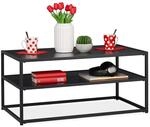 Relaxdays Couchtisch, eckig & niedrig, mit Ablage, MDF & Metall, moderner