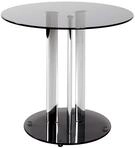 HAKU runder Beistelltisch mit Glasplatte Chrom grau Metall Couchtisch mit